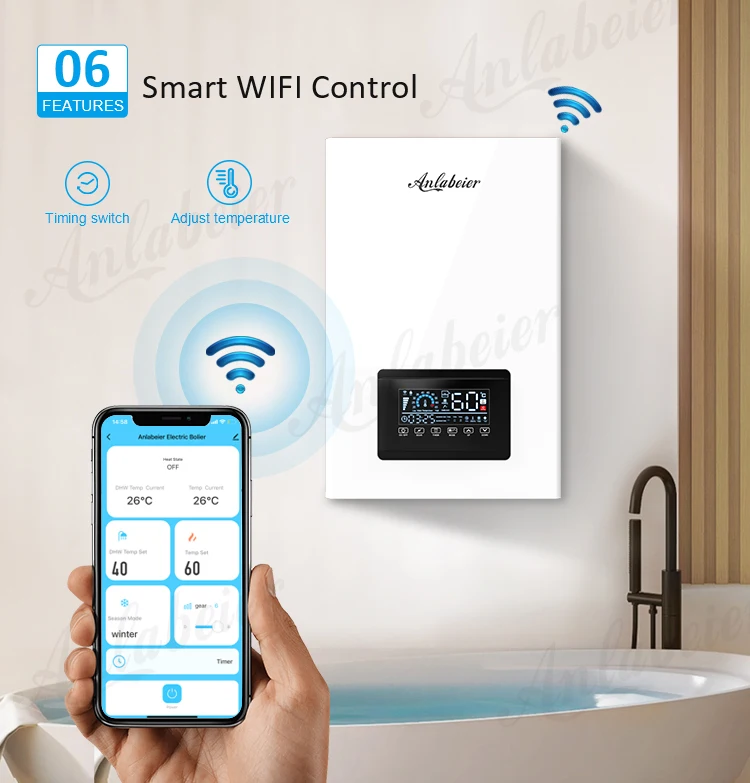 WIFI Remote Control LED Touch System Combi Boiler For Under Floor Central Heating And Hot Water