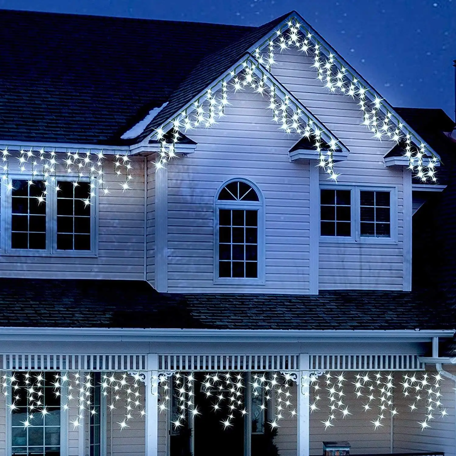 Christmas Garland Garden Street Outdoor Decoration Holiday Light 4m Led Curtain Icicle String Lights Droop 0.6m Ac 220v