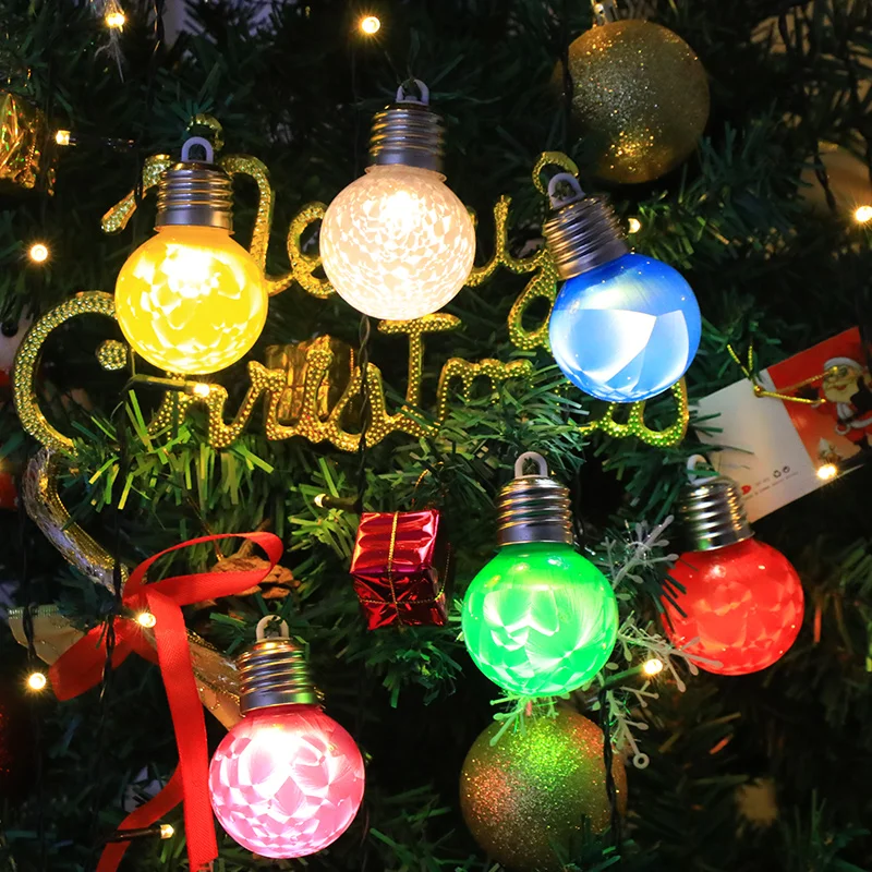 Tree Plastic Ball LED Light Bulb Night Light Ball Hanging tree Pendant Christmas Bulb Light Transparent Ball new year 2024