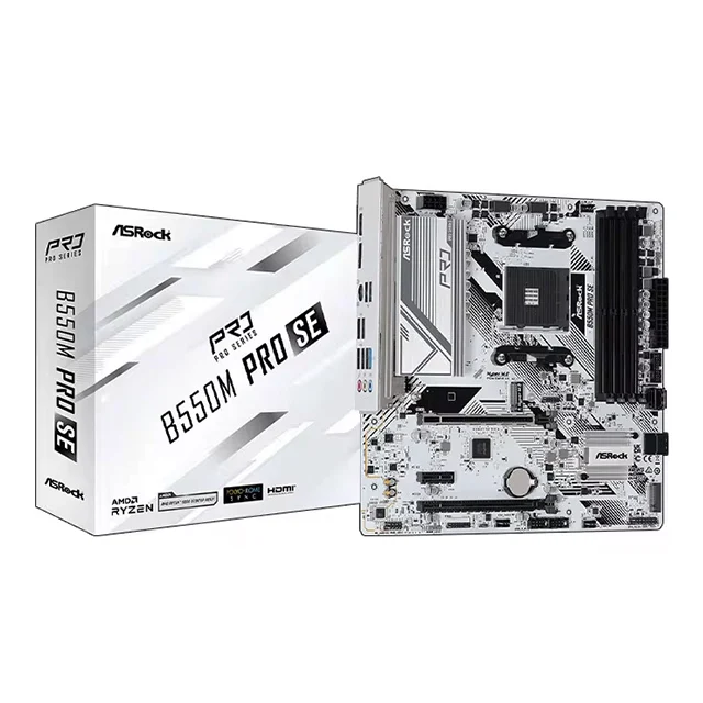 A scrock B550M Pro SE новая материнская плата B550 AMD PRO565 разъем AM4 DDR4 128 ГБ PCI-E 4 0 М. 2 SATA III 4733 +(OC)MHz USB 3 компьютер