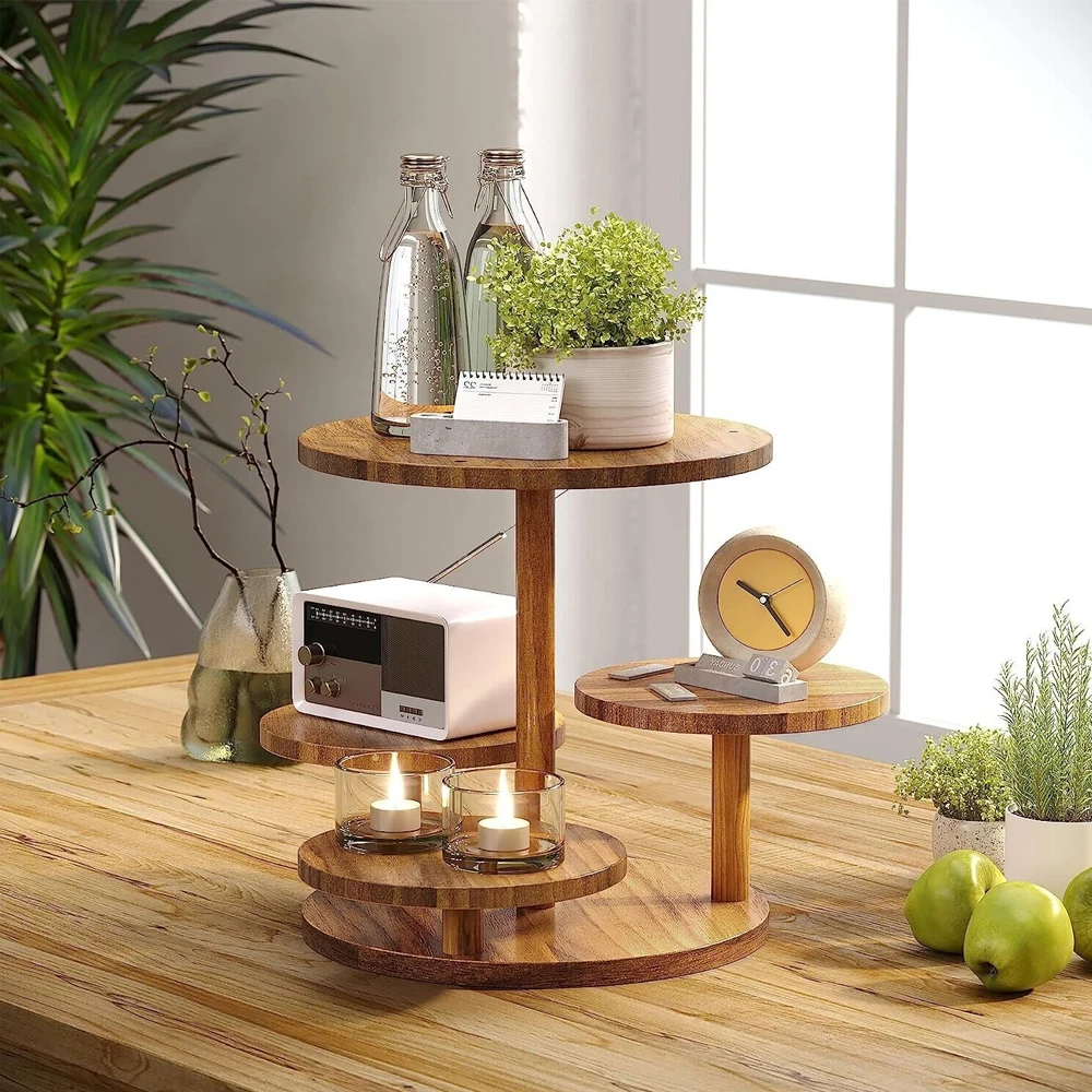 4 Tier Cupcake Tower Tiered Tray Round Bamboo Cupcake Stand for Dessert Table, Wooden Cake Stands for wedding cakes Birthday