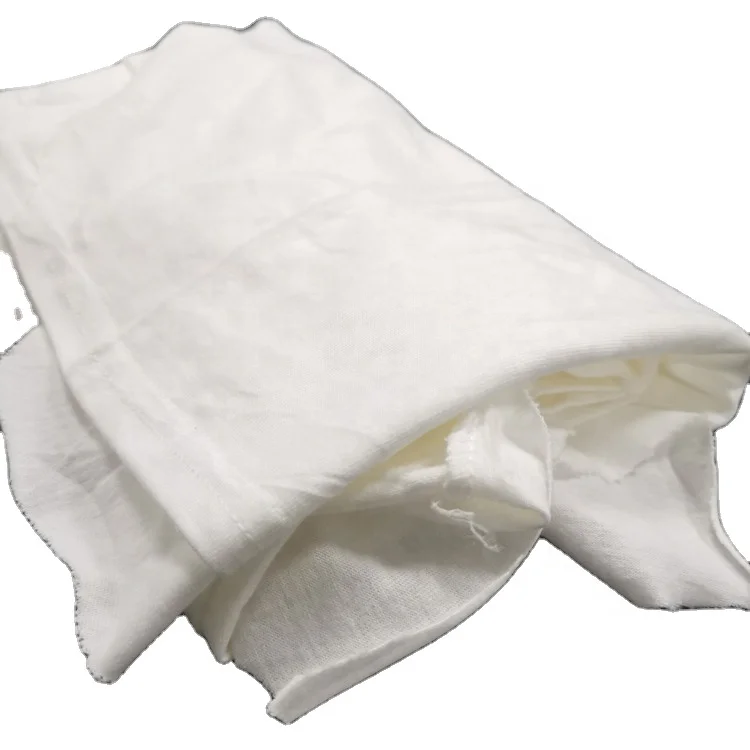 General cleaning 35-55cm waste cloth cut pieces white t shirt industria cotton rags