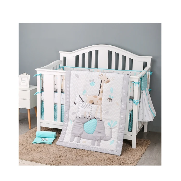 4Pieces Baby Cot Bedding Bedroom Products Foldable Babies Bed Crib Set Bedding