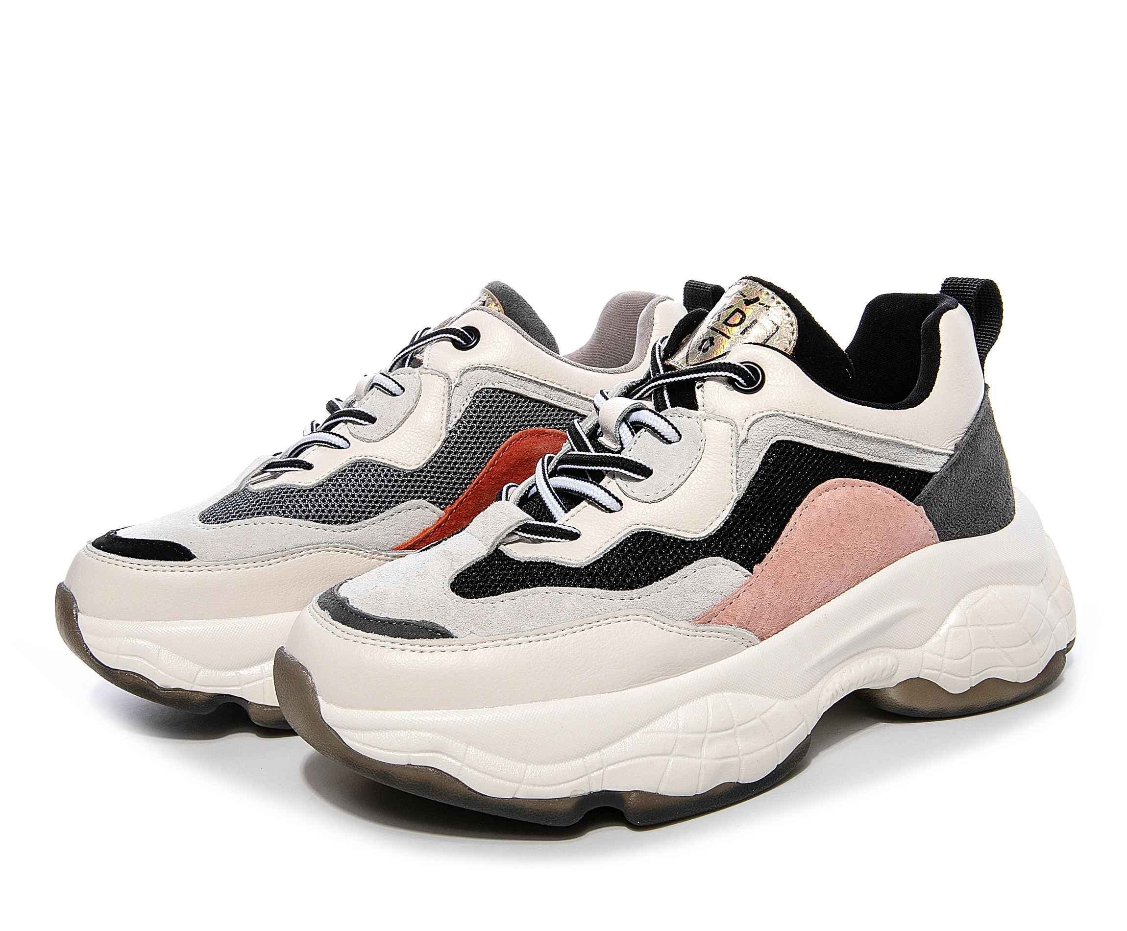 Женские массивные кроссовки из натуральной кожи, весенняя женская обувь на платформе, модная женская обувь для тренировок