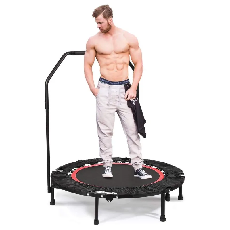 TOPKO Unisex Indoor Home Fitness Trampoline Durable Hexagon PVC Bungee with Steel Handrail Outdoor Use Jumping Exercise for Kids