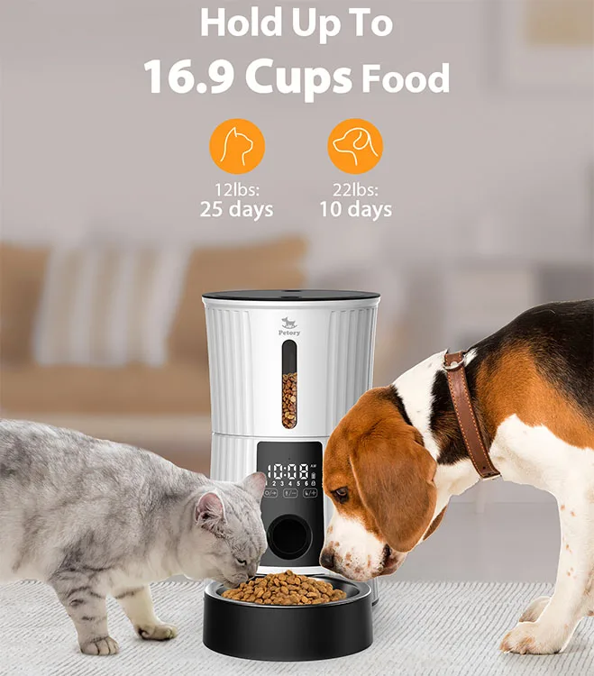 Automatic cat pet dog feeder 4L smart LCD dry animal food dispenser Durable power auto feeder with voice recorder