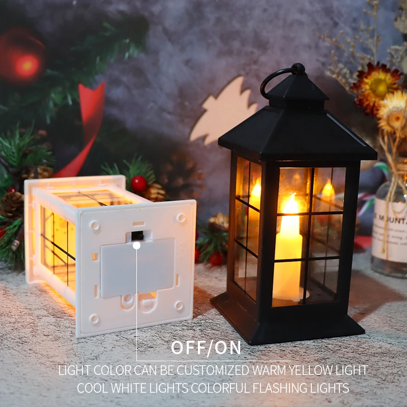 Decorative Hanging Candle Lantern Christmas Lantern with Flickering LED candle for Home Decor&Party