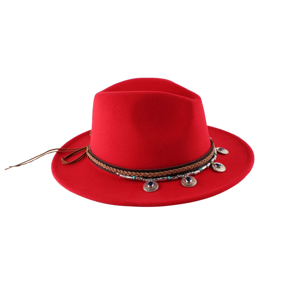 Elegant Promotion womens mini wide ribbons fedora hat custom logo band Multiple color for choice available in stock wool hat