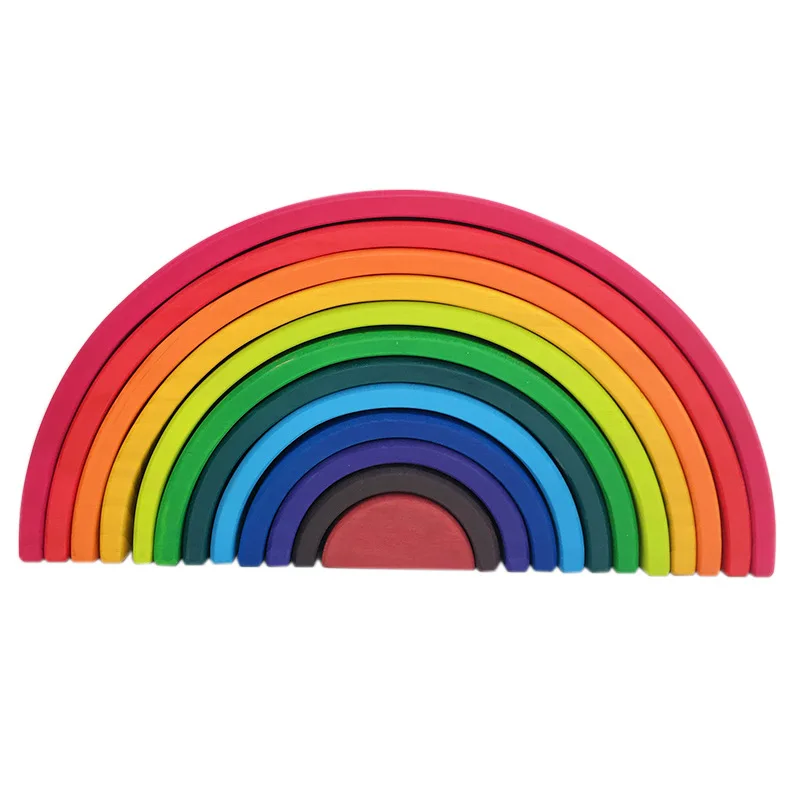 Горячая распродажа! 12 видов цветов деревянный Радуга строительные блоки игрушки Арка из цельного дерева для детей раннего образования головоломки складные деревянные
