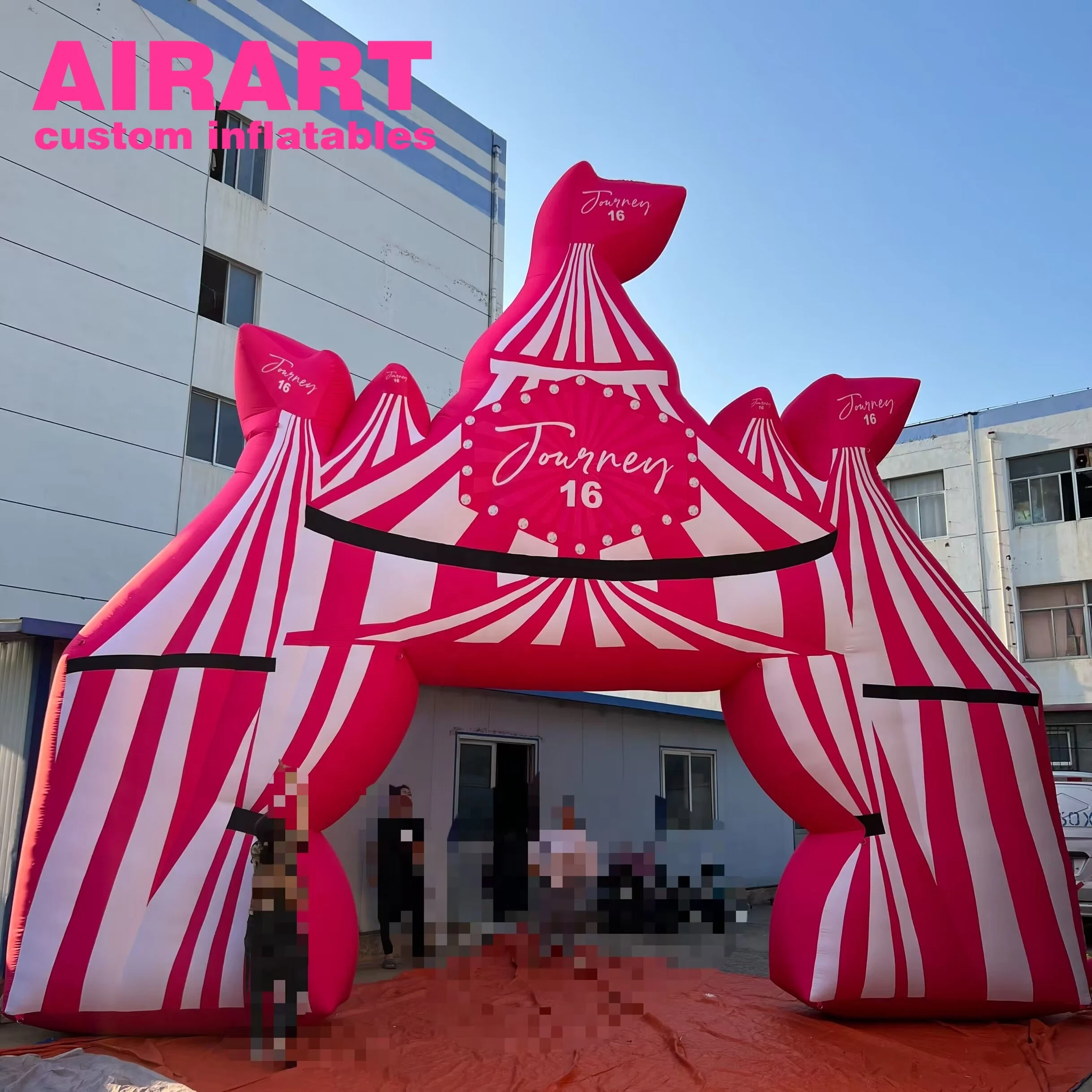Custom Pink Inflatable Archway Entrance Circus Arch For Event Entryways