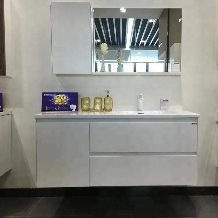 White melamine carcass cabinet MDF PVC thermofoil door bathroom vanity