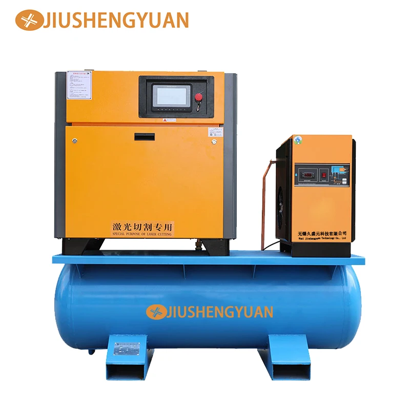 Direct Driven 11kW 15 hp Rotary 16 Bar Screw Air Compressor with air dryer and tank integrated Machines for Laser Cutting