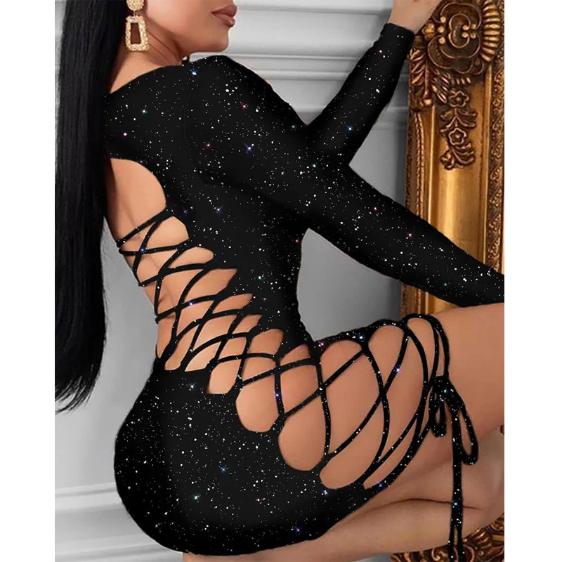 CA1678A latest style 2021 wholesale european night club dresses sexy women outfit strappy black dress