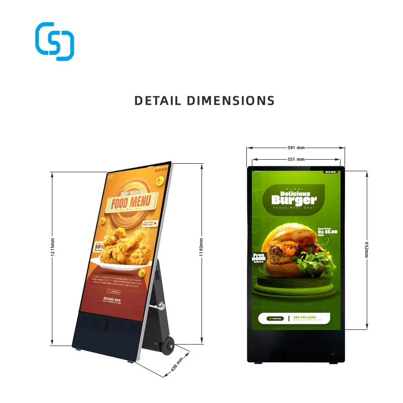 43 Inch Portable Battery Powered Digital Signage Movable Outdoor Screen Waterproof Movable LCD Advertising Monitor Kiosk