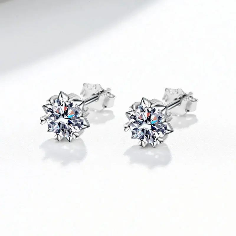 XIXI Wholesale 925 Sterling Silver Stud Earring Classic D Color Moissanite Zircon Fancy Earrings for Women