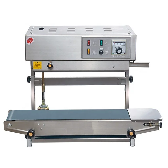 DBF900 FR900 stainless steel Vertical and horizontal  type continuous band sealer continuous poly bags band sealer machine