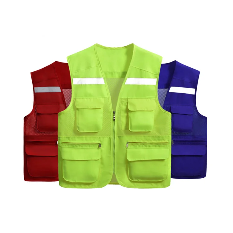 Safety Workwear Vest With Mesh Pocket Men Fishing Vest With Mesh