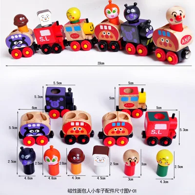 Деревянный магнитный поезд Anpanman обучающие игрушки для детей подарок