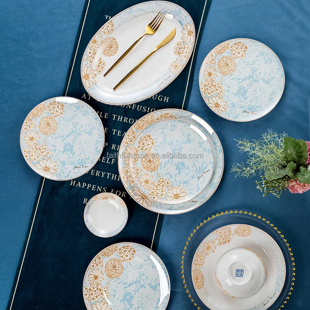 custom modern luxury glaze ceramic porcelain plates bowls sets dinnerware tableware