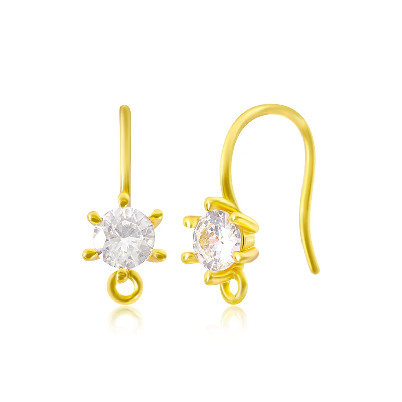 Manufacturer Wholesale Brass 18k Gold Plated Wire Components Making Diamond Hooks Earrings Finding