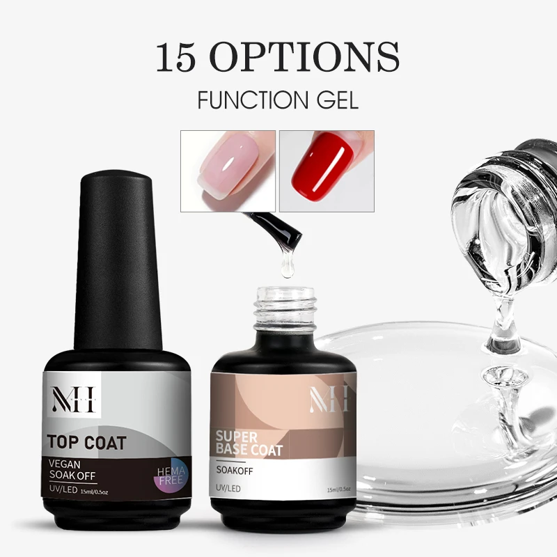MENGHE Oem Custom Logo Hema Free Odorless Resin Top Coat Base Coat Brush On Nail Glue Gel Used For Base Gel Uv Nail Varnish