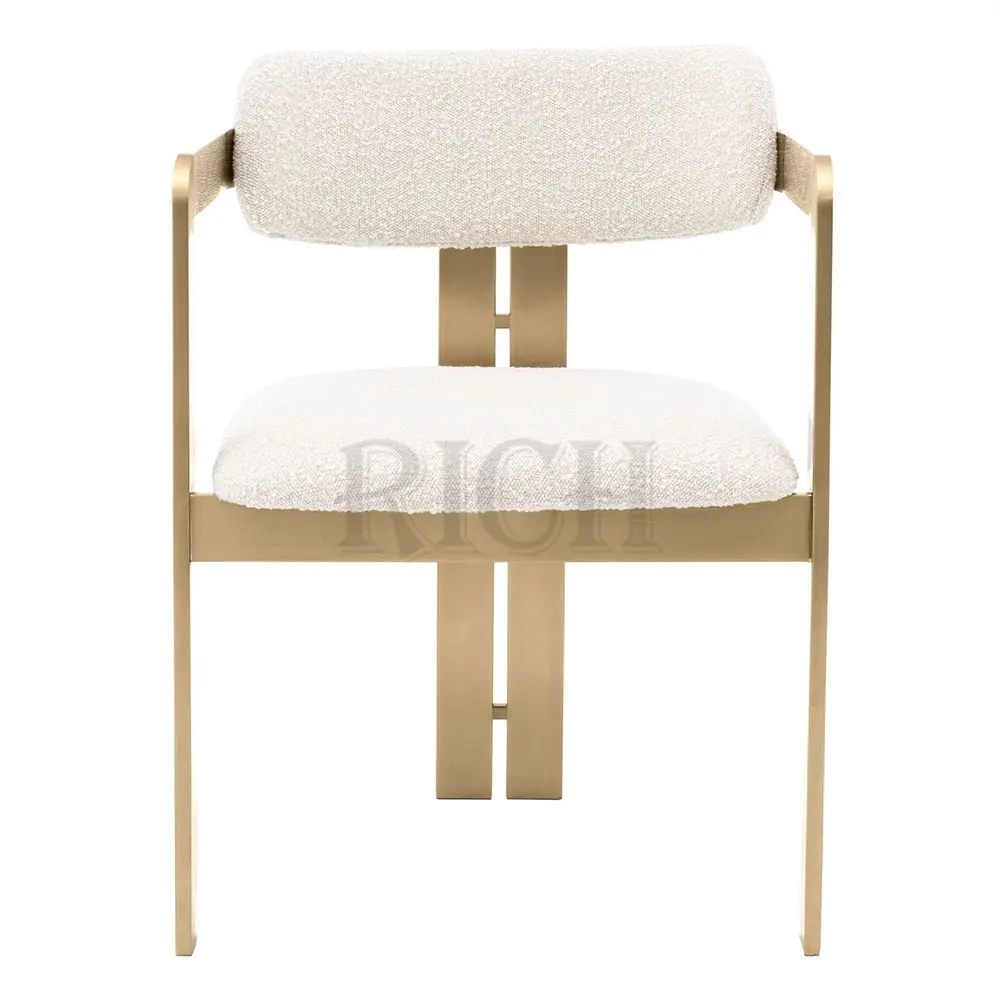 
Mid Century modern Dining chair teddy fabric metal leg dinner chair Furniture Fabric Velvet Restaurant Chair 