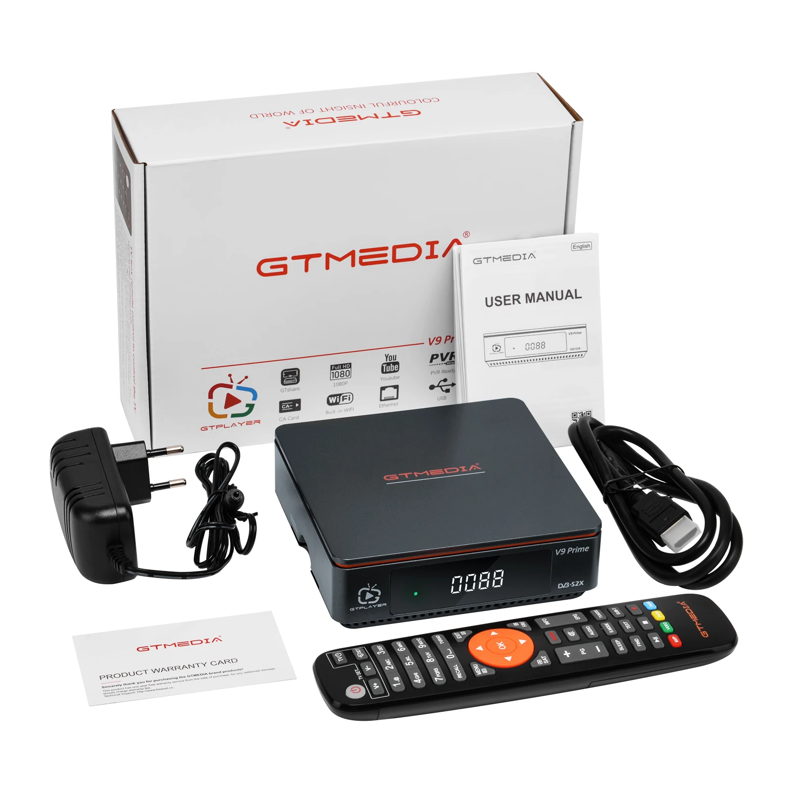  ТВ-приемник GTMedia V9 Prime DVB S2X мультипотоковый AVS + проигрыватель встроенный Wi-Fi CCCam IPTV HEVC H 265 спутниковый