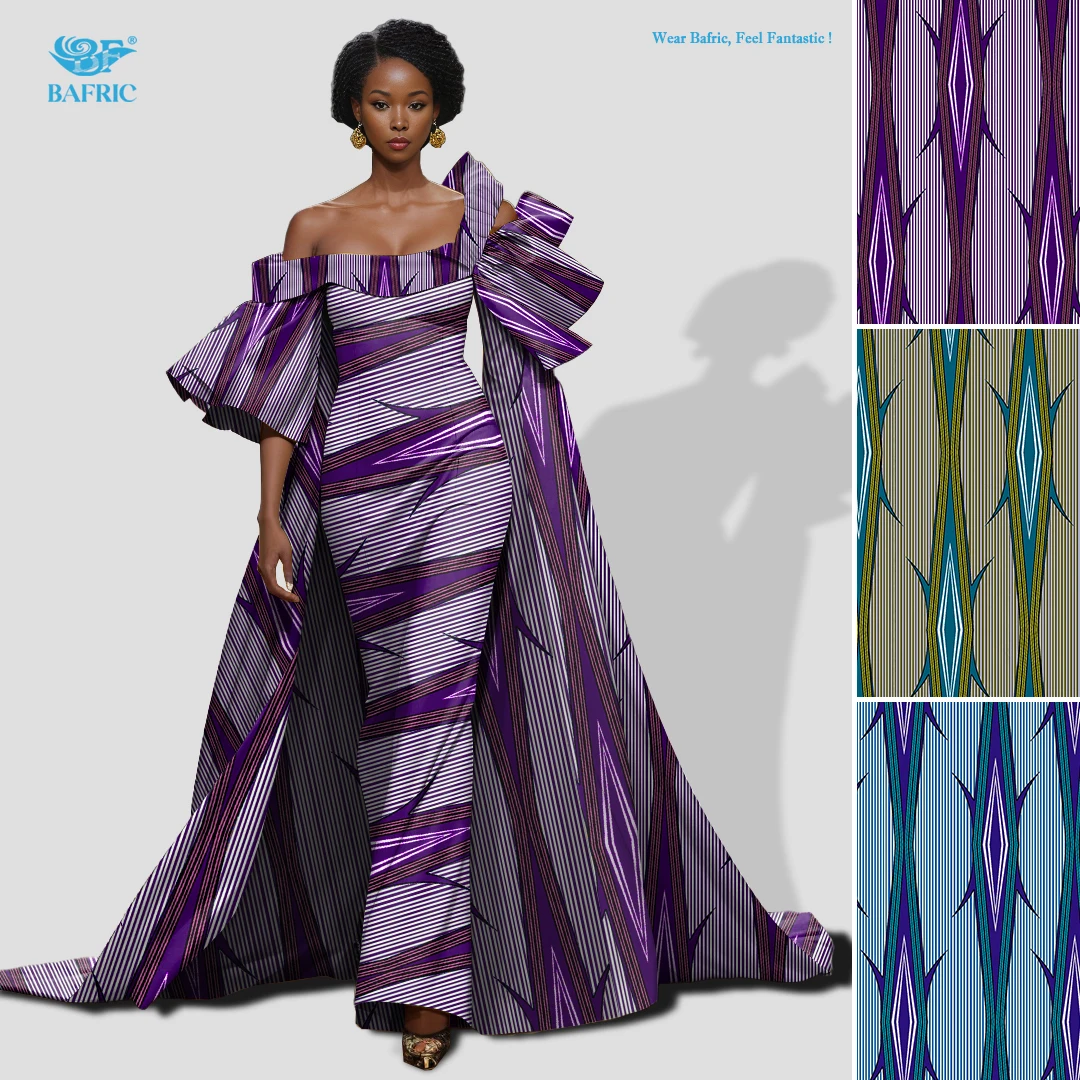 High Quality BAFRIC Batik 100% Cotton Ankara Tissu Pagnes Africain Print Fabric