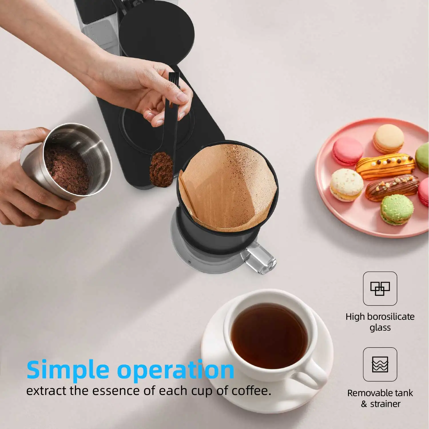 Instant Drip Coffee Maker Machine  best with  Electric Coffee Machine 560ml 4 cups Capacity
