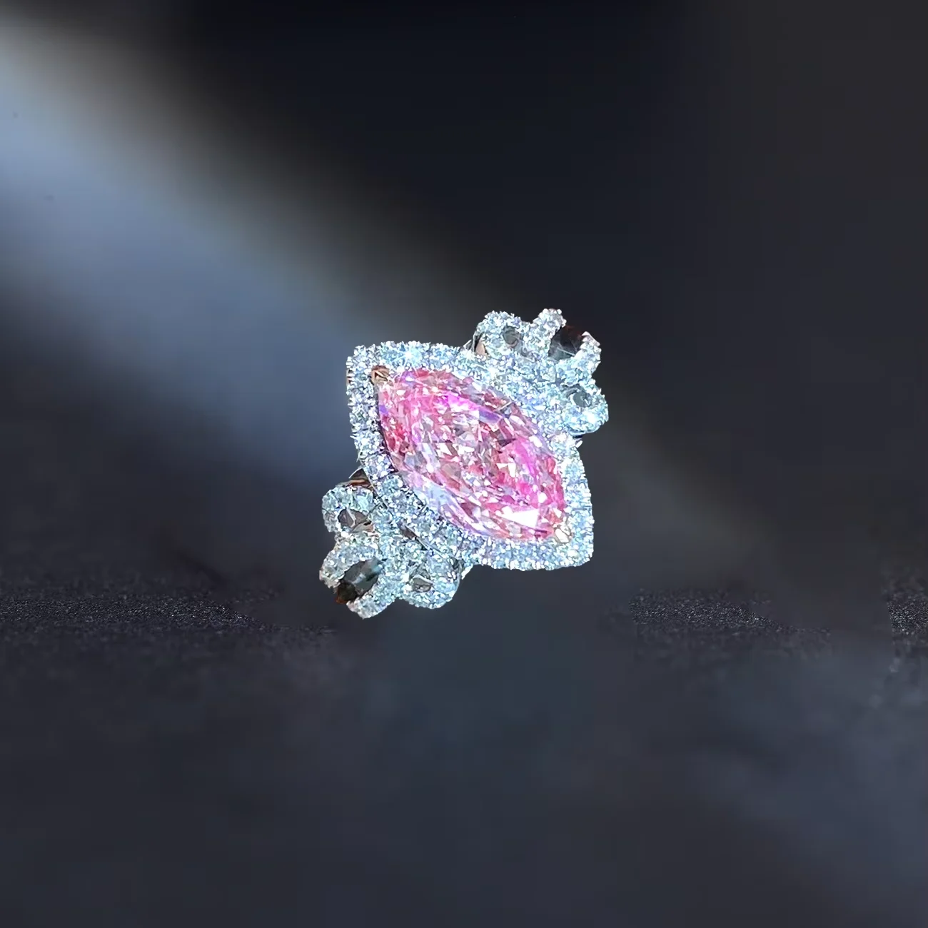 Lab Grown, Fancy Light Pink, Marquise Cut Diamond, diamond engagement ring,VS1,dual