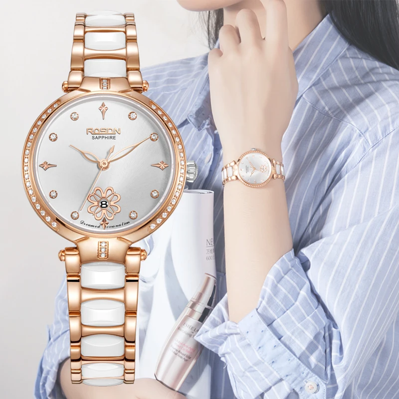 OEM acceptable stainless steel back quartz watch rhinestone watch women quartz mechanical chronograph watches