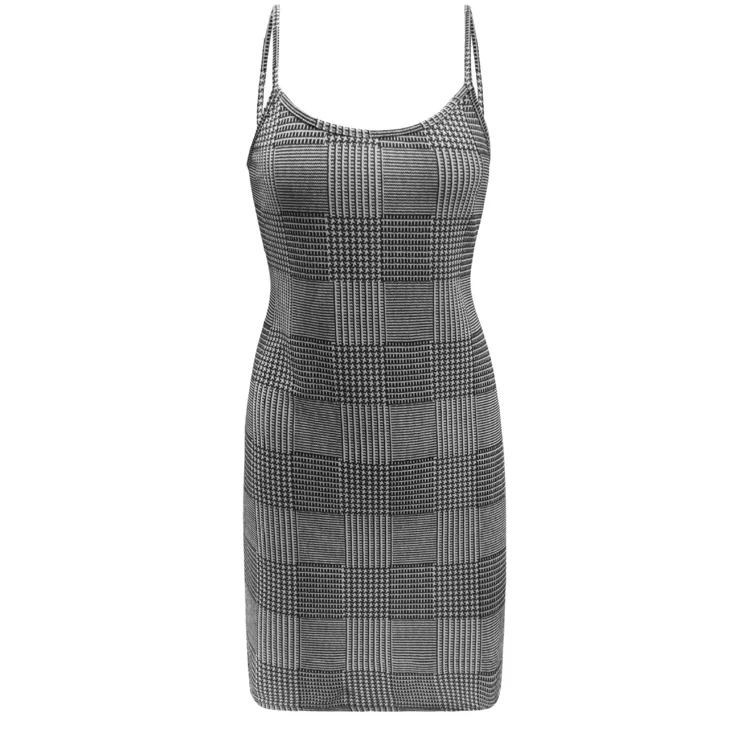 Wholesale Women Slim Fit Streetwear Plaid Suspender Bodycon Dress