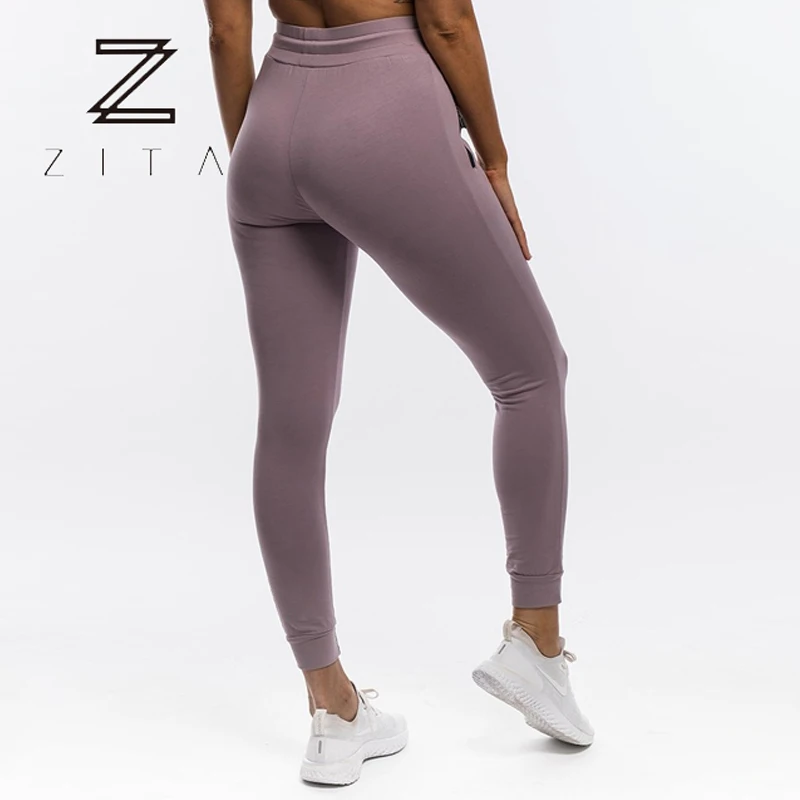 Custom Activewear Running Sports Sweatpants Soft Cotton Fitness Gym Jogger Pants With Side Zipper Pockets For Women