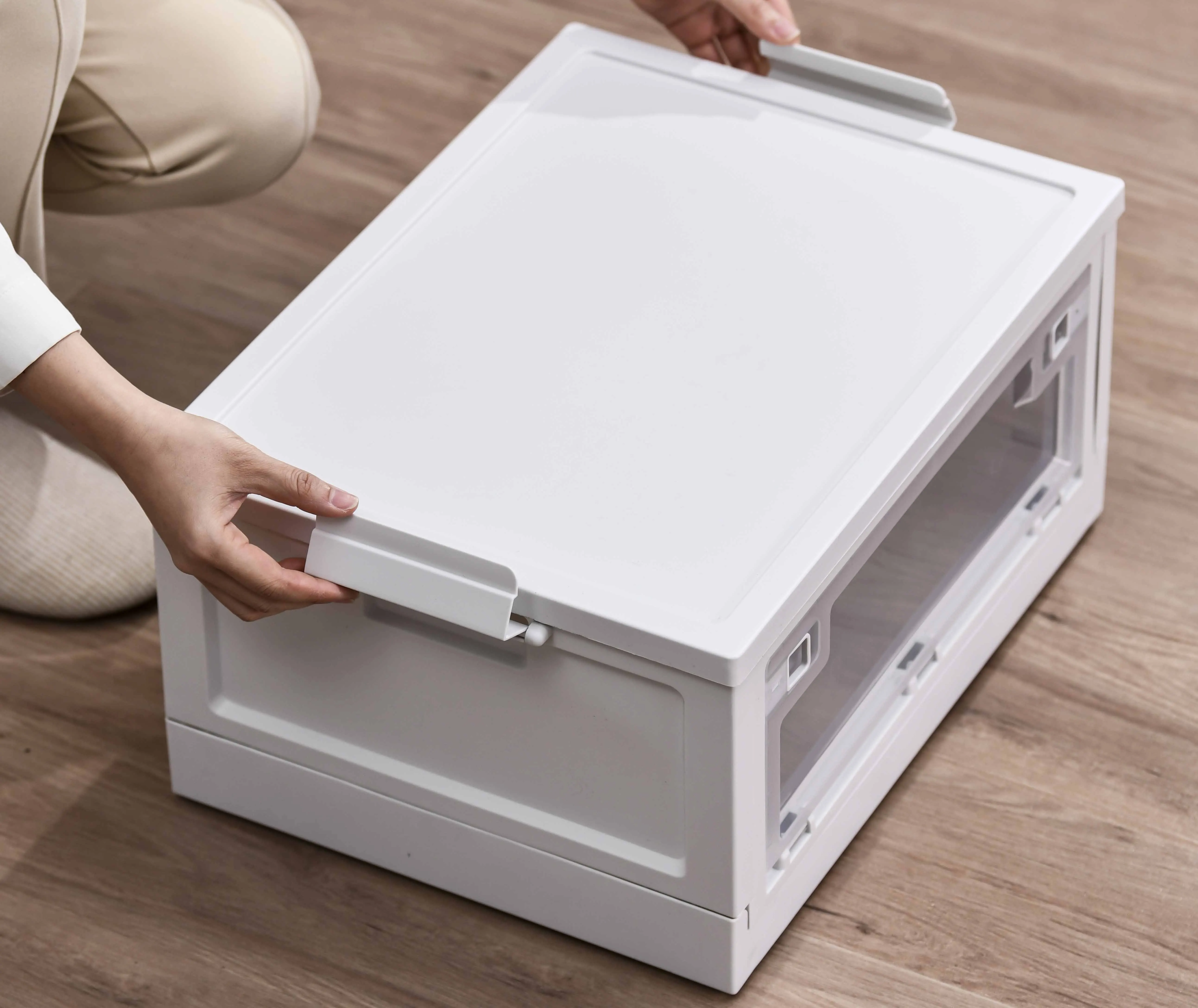 Transparent Portable Collapsible Hot Seller High Quality Plastic Foldable Storage Bin Box