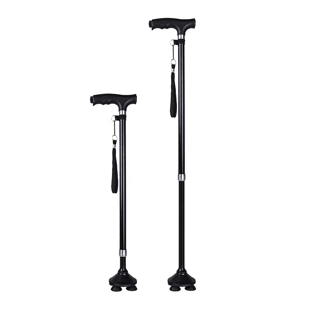 Two sections Plastic PA6 handle 6061 aluminum telescopic elderly cane camping walking sticks trekking poles