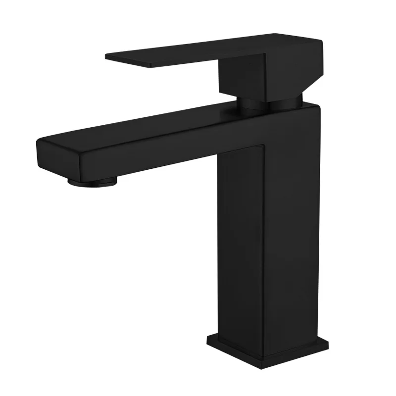 Single Handle Matt Black SUS 304 Stainless Steel Bathroom Basin Sink Tap Faucet