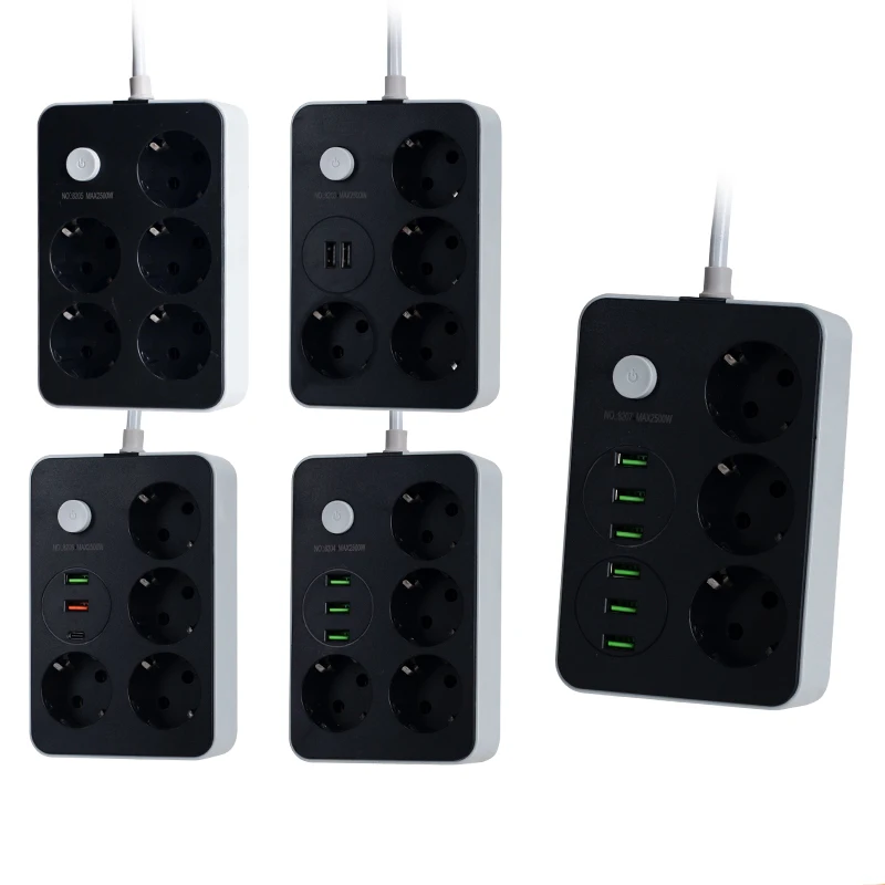 Лидер продаж стандартные 4 розетки с 2 USB-интерфейсом быстрая зарядка и Многофункциональная офисная плата кабелем
