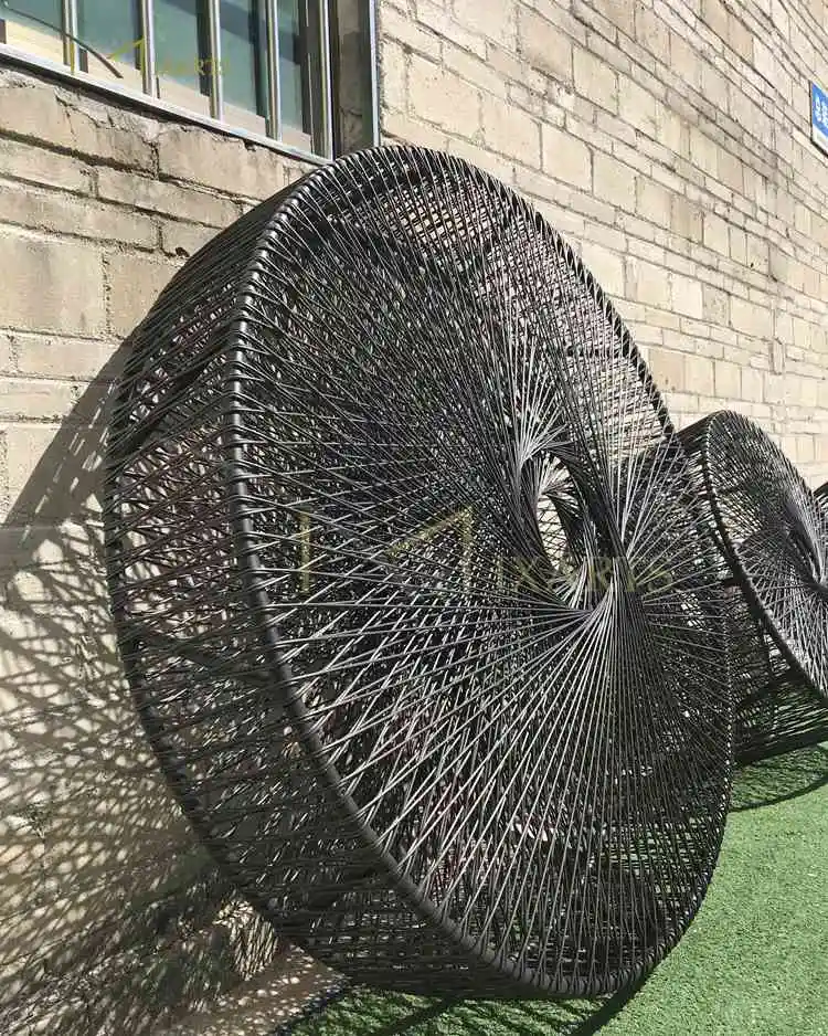 
New Design Aluminum Black Round Plastic Wicker Rattan Dressing Table 