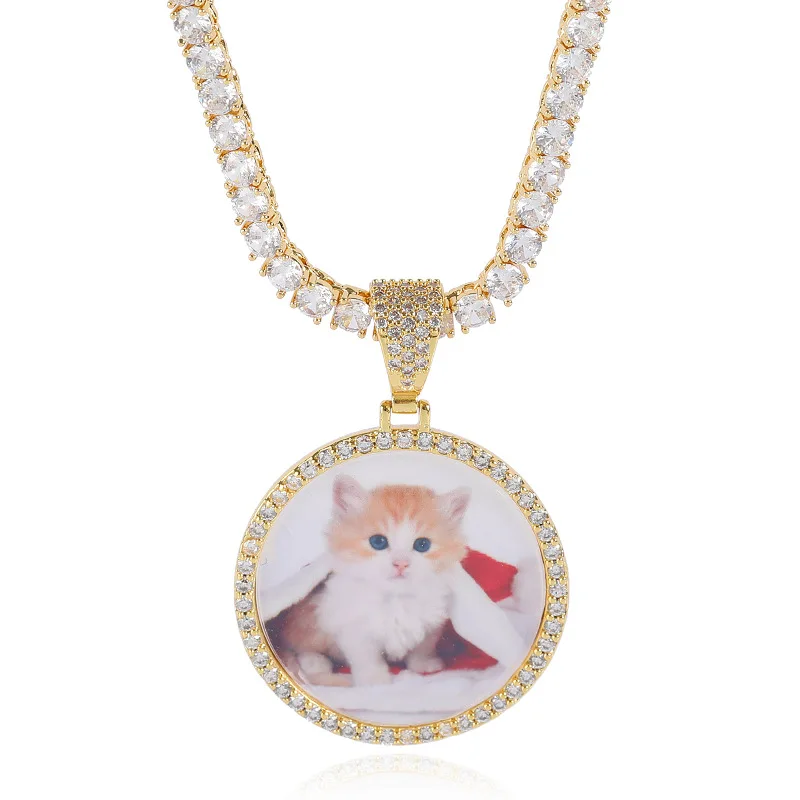 Custom Memory Photo Hip Hop Jewelry Micro Pave AAAAA CZ Medallions Picture Pendant Necklace