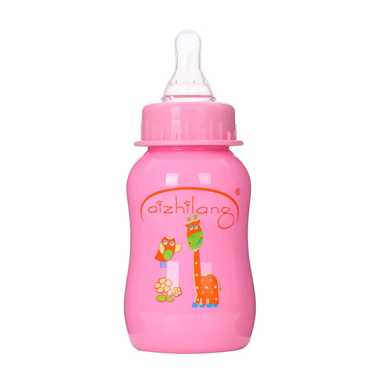 Standard caliber baby pp bottle baby food grade feeding silicone pacifier plastic bottle 125ml curved