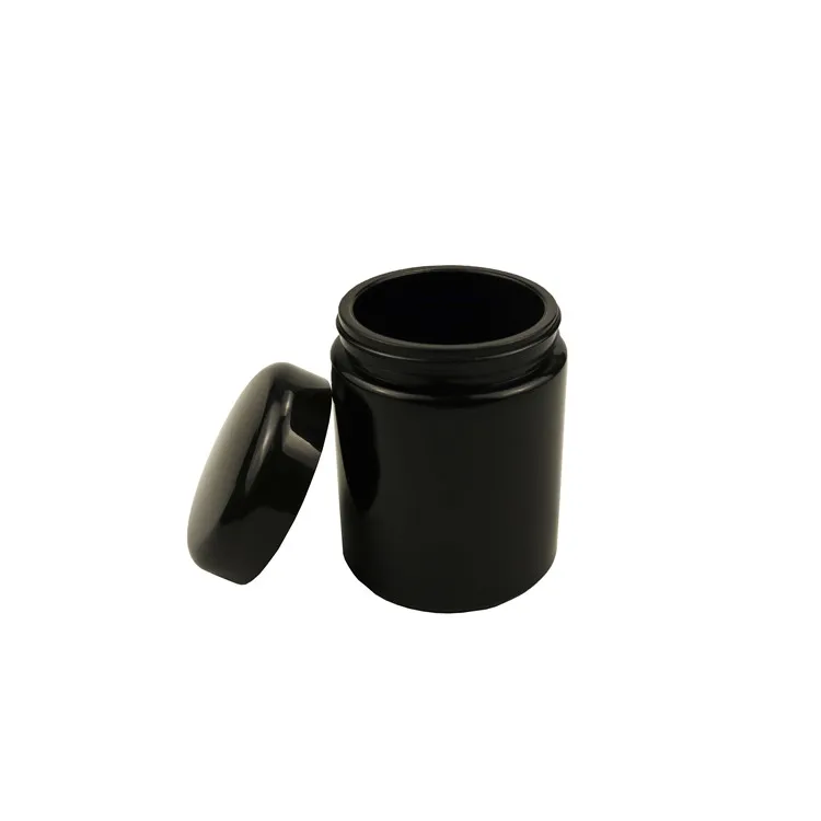 Recyclable 100ml 150ml 200ml 250g 500g UV Black Dark Violet Stash Glass Jar Herb UV Smell Proof Air Tight Storage Glass Jar