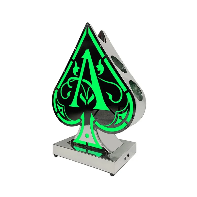 5 in 1 LED metal ace of spade VIP bottle service presenter glorifiers display for liquor vodka wine tequila champagne