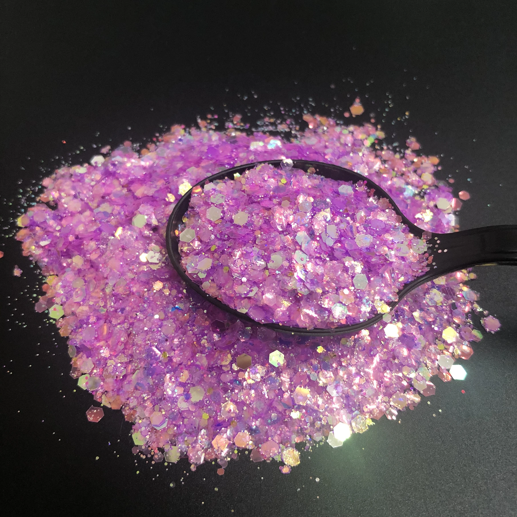 Bulk Wholesale Chunky 3D Diamond Sequins Iridescent Laser Nail Glitter Mix For Nail Arts, Makeup