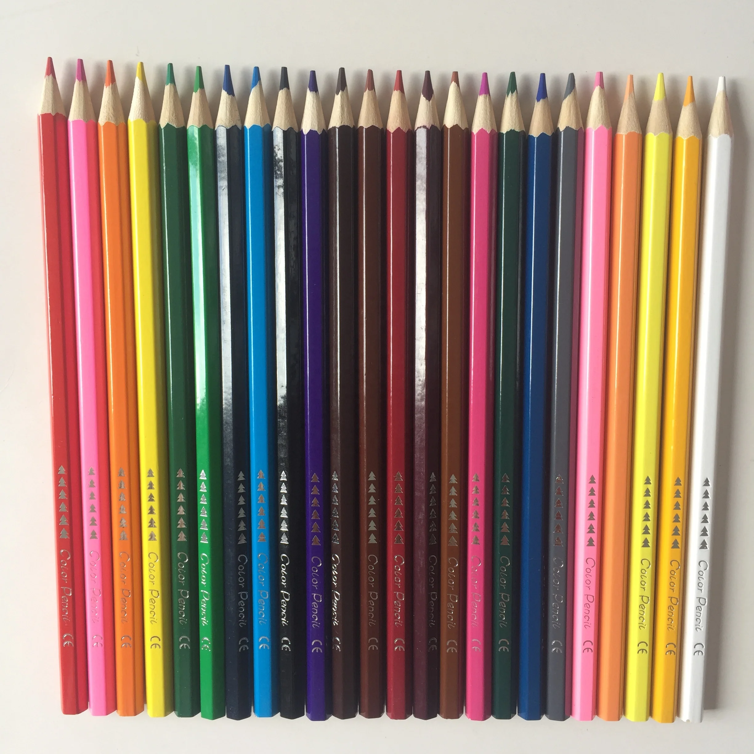 24 colors round sharpened colour pencil in bulk for kids/roll printing