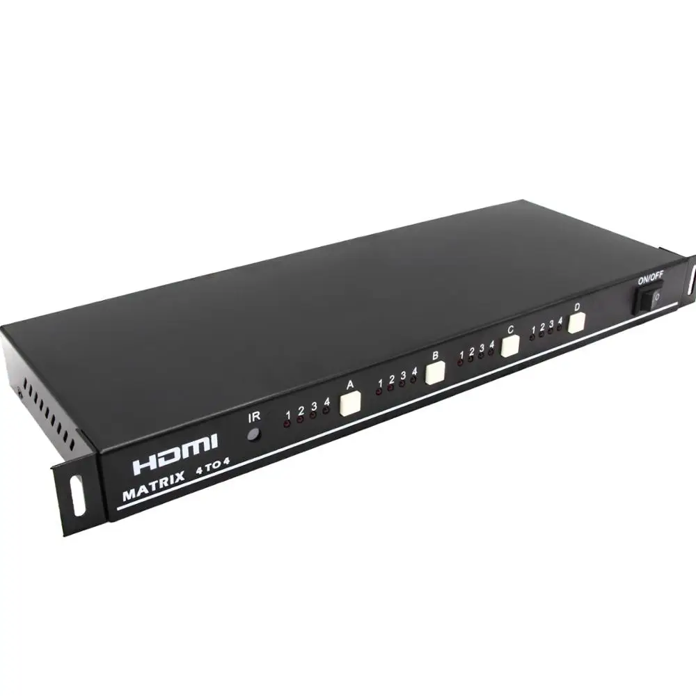 AOEYOO 4k@30hz 4x4 HDMI Matrix Switch Support Both HDMI and DVI Inputs Panel Buttons Local IR RS232. MH44H4 Ce