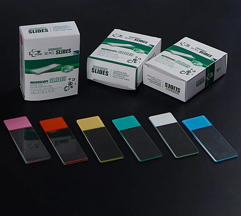 Color White Blue Pink Yellow Green Orange Frosted Ground Microscopic Glass Slide for Marking with Permanent Markers