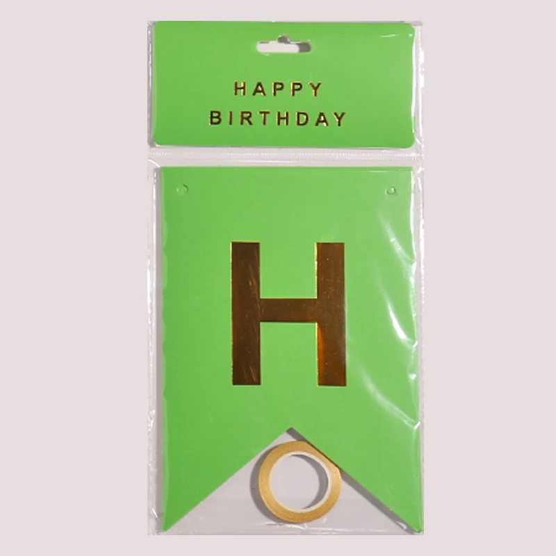 Wholesale 17*12 CM Happy Birthday Hanging Paper Banner Fishtail Party Flags For Happy Birthday Decoration Supplies
