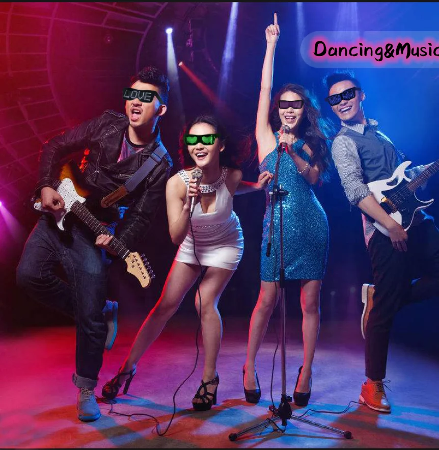 Customizable LED Light Up Glasses for Raves, Parties, Music Festivals, Halloween with USB Charging Editable APP Sunglasses