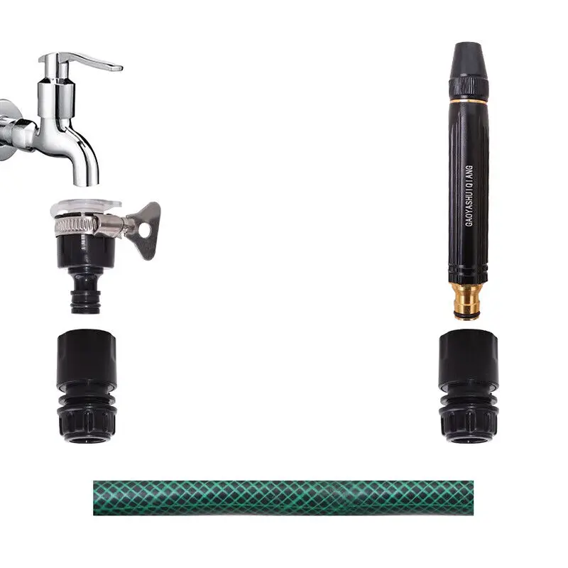 Car Wash High Pressure Water Gun Straight Nozzle Alloy Garden Hose Nozzle Car Home Cleaning Wash Spray