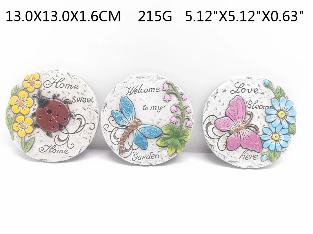 Round Shape moth orchids Outdoor Garden Decorative Resin Garden Stepping Stone